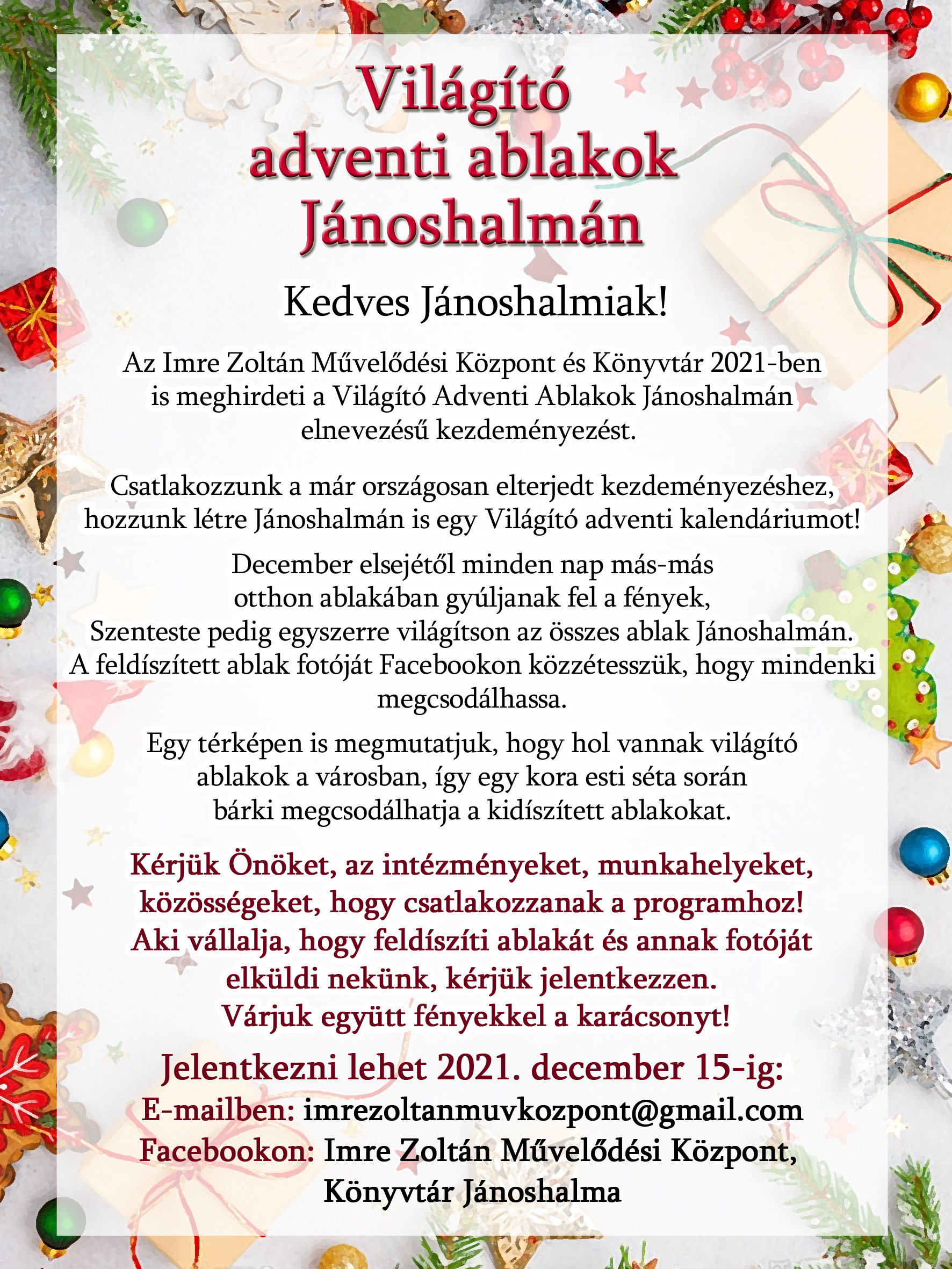 Világító adventi ablakok Jánoshalmán